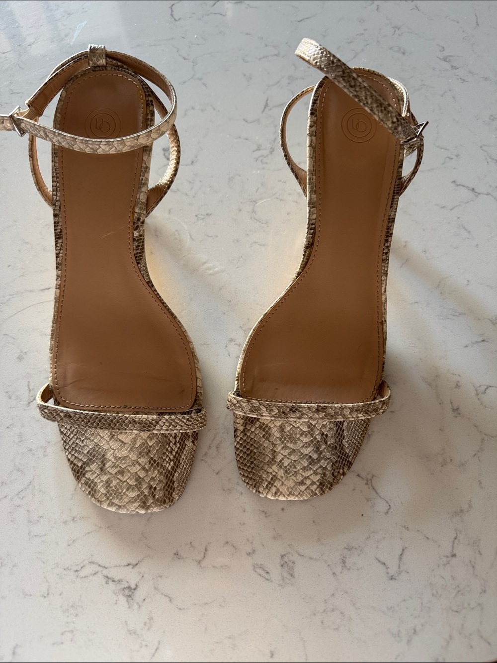 Women's Gold Snake-Print Ankle Strap Heels urban outfitters 8